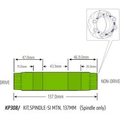 Cannondale KP308/ Si Spindle 137mm Mountain