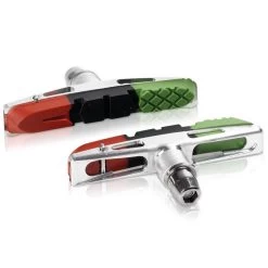 XLC BS-V13 V-Brake Cartridge Brake Shoes 72mm (4 Pcs.) - Black/green/red