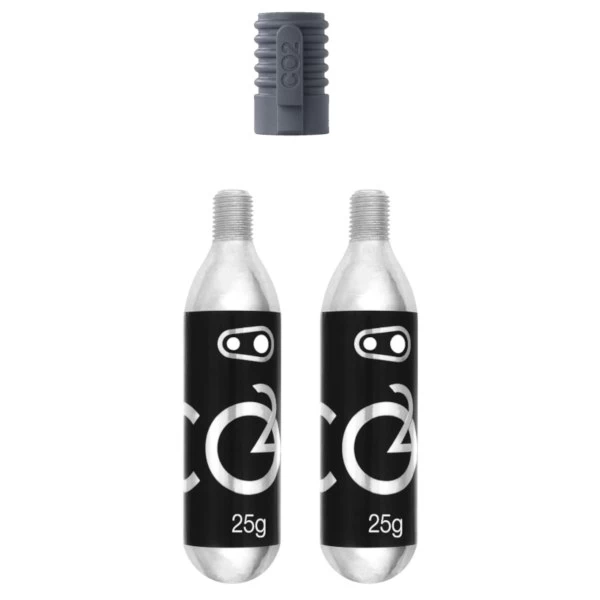 Crankbrothers CO2 Threaded Cartridges With Klic Adapter - 2x25g 3 Crankbrothers CO2 Threaded Cartridges With Klic Adapter - 2x25g