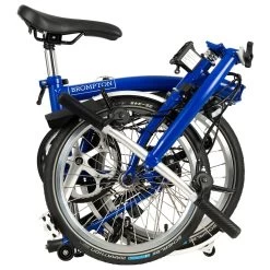 Brompton C Line Explore - 6-Speed - Low Bar - Standard Seatpost - Rear Rack & Dynamo - 16" Folding Bike - 2022 - Picadilly Blue Matt -Cycle Parts Shop c line explore 6 speed low bar standard seatpost dynamo picadilly blue matt 3 1216721