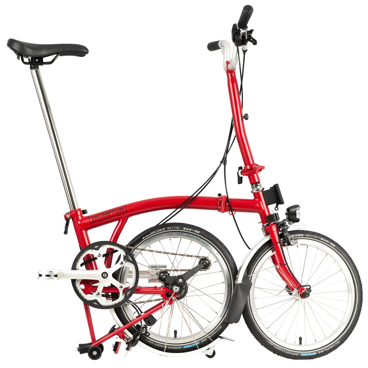 Brompton C Line Utility - 3-Speed - High Bar - Telescopic Seatpost - Dynamo - 16" Folding Bike - 2022 - House Red Matt 4 Brompton C Line Utility - 3-Speed - High Bar - Telescopic Seatpost - Dynamo - 16" Folding Bike - 2022 - House Red Matt - Image 2