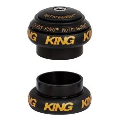 Chris-king Chris King NoThreadSet Grip Lock Tapered Headset - EC34/28.6 | EC44/33 - Bold Logo Print - Two Tone Black / Gold