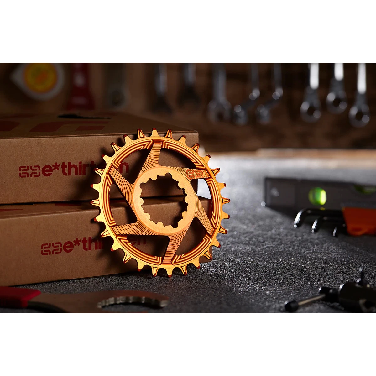 E-thirteen E*thirteen Helix R Direct Mount Chainring | SRAM 11/12-Speed | 3mm Offset - Orange 4 E-thirteen E*thirteen Helix R Direct Mount Chainring | SRAM 11/12-Speed | 3mm Offset - Orange - Image 2