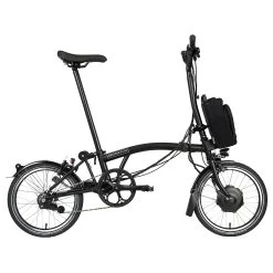 Brompton Electric C Line Explore - 6-Speed - High Bar - Extended Seatpost - 16" Electric Folding Bike - 2023 - Matt Black