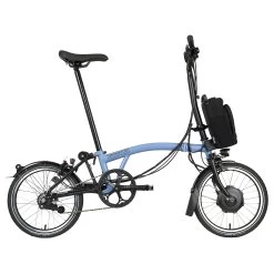 Brompton Electric C Line Explore - 6-Speed - High Bar - Telescopic Seatpost - 16" Electric Folding Bike - 2023 - Cloud Blue