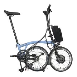 Brompton Electric C Line Explore - 6-Speed - High Bar - Extended Seatpost - 16" Electric Folding Bike - 2023 - Cloud Blue -Cycle Parts Shop electric c line explore 6 speed high bar extended seatpost cloud blue 3 1452445
