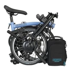 Brompton Electric C Line Explore - 6-Speed - High Bar - Extended Seatpost - 16" Electric Folding Bike - 2023 - Cloud Blue -Cycle Parts Shop electric c line explore 6 speed high bar extended seatpost cloud blue 4 1452446