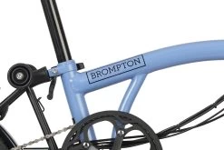 Brompton Electric C Line Explore - 6-Speed - High Bar - Extended Seatpost - 16" Electric Folding Bike - 2023 - Cloud Blue -Cycle Parts Shop electric c line explore 6 speed high bar extended seatpost cloud blue 6 1452449