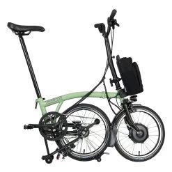 Brompton Electric C Line Explore - 6-Speed - High Bar - Telescopic Seatpost - 16" Electric Folding Bike - 2023 - Matcha Green -Cycle Parts Shop electric c line explore 6 speed high bar extended seatpost matcha green 3 1452231
