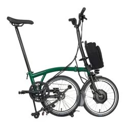 Brompton Electric C Line Explore - 6-Speed - High Bar - Telescopic Seatpost - 16" Electric Folding Bike - 2023 - Racing Green -Cycle Parts Shop electric c line explore 6 speed high bar extended seatpost racing green 3 1452369