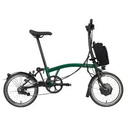 Brompton Electric C Line Explore - 6-Speed - Mid Bar - Standard Seatpost - 16" Electric Folding Bike - 2023 - Racing Green