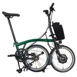 Brompton Electric C Line Explore - 6-Speed - Mid Bar - Standard Seatpost - 16" Electric Folding Bike - 2023 - Racing Green -Cycle Parts Shop electric c line explore 6 speed mid bar standart seatpost racing green 3 1452915