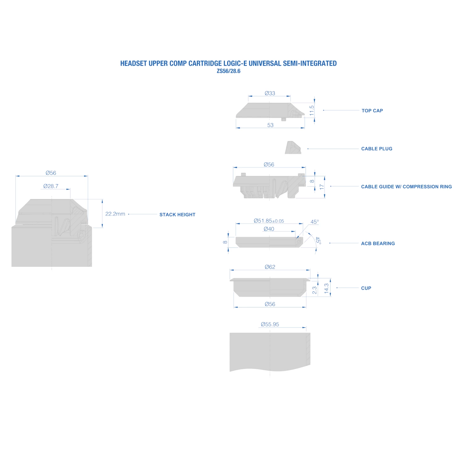 Ritchey Comp Cartridge Logic-E Headset Upper Part - Semi-Integrated - ZS56/28.6 6 Ritchey Comp Cartridge Logic-E Headset Upper Part - Semi-Integrated - ZS56/28.6 - Image 4