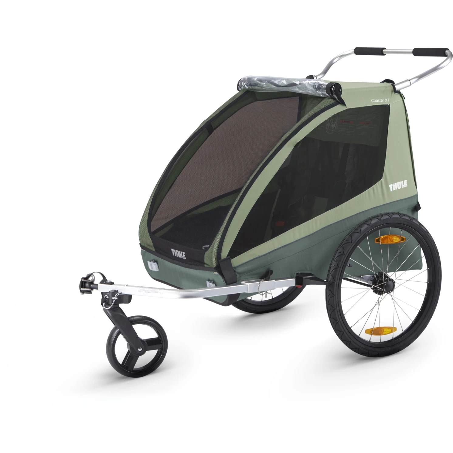 Thule Coaster XT Bike Trailer For 1-2 Kids - Bicycle + Stroller Kit - Basil Green 3 Thule Coaster XT Bike Trailer For 1-2 Kids - Bicycle + Stroller Kit - Basil Green