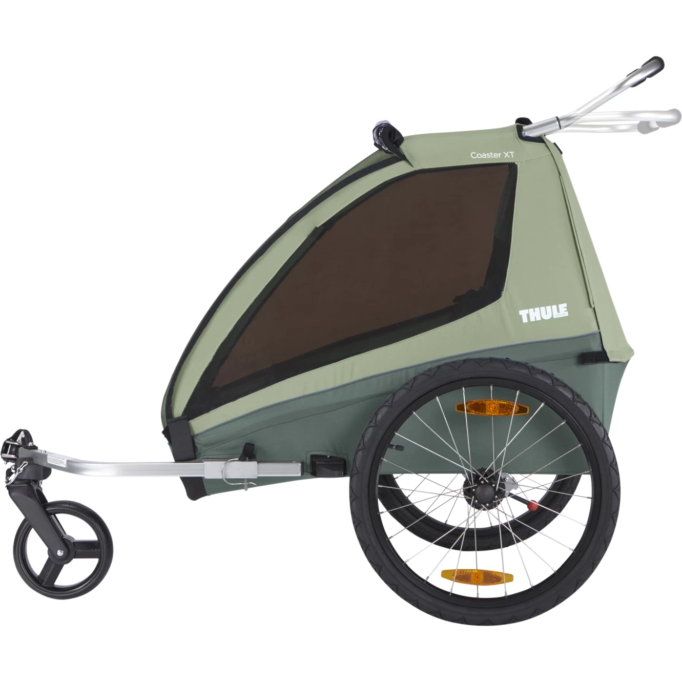 Thule Coaster XT Bike Trailer For 1-2 Kids - Bicycle + Stroller Kit - Basil Green 4 Thule Coaster XT Bike Trailer For 1-2 Kids - Bicycle + Stroller Kit - Basil Green - Image 2